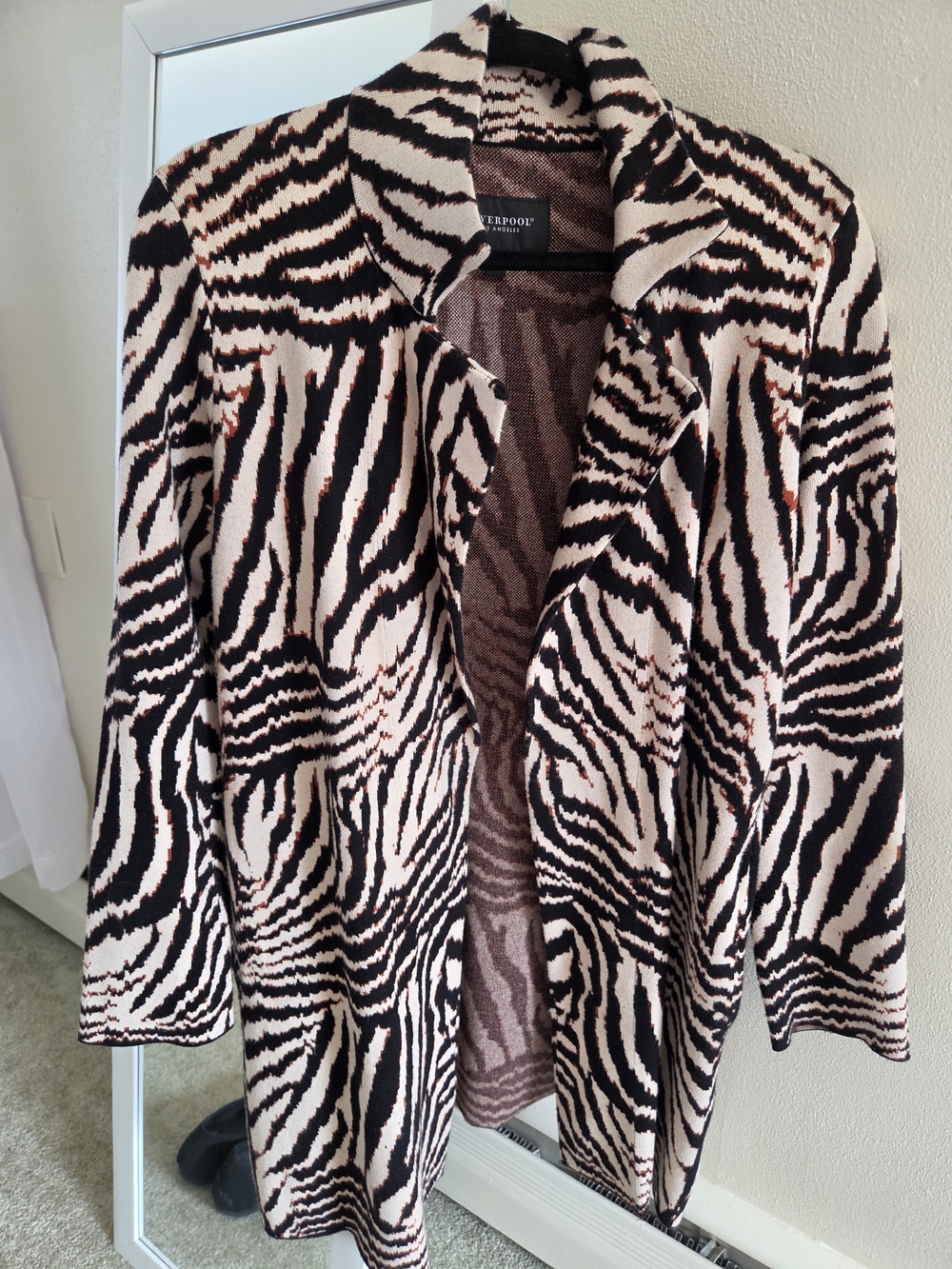 Liverpool Zebra-Print Black and Cream Cardigan